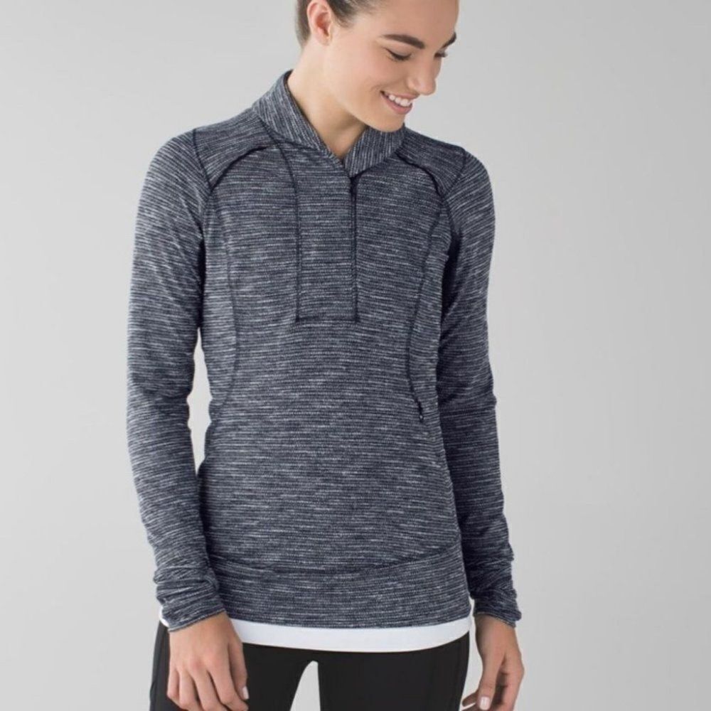 Lululemon Think Fast Pullover Coco Pique Black Size 6
